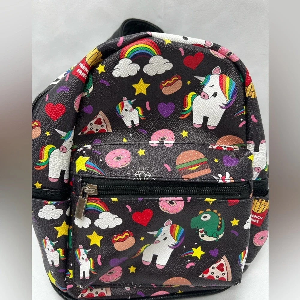 Ashley. M Unicorn and Junkfood Collage Mini Backpack (PB1)